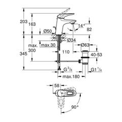 GROHE Mitigeur lavabo Taille S Eurostyle 23374LS3 2