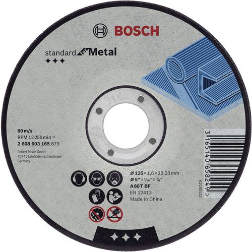 Disque à tronçonner BOSCH à moyeu plat Standard Pour le Métal 125X1.6 MM - 2608603165