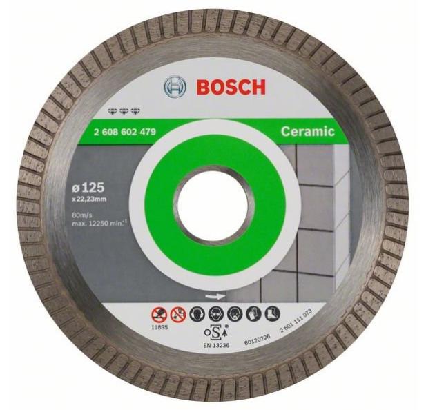 Disque à tronçonner diamanté BOSCH D Turbo Spécial Céramique et Pierre 125X22.23 MM - 2608602479