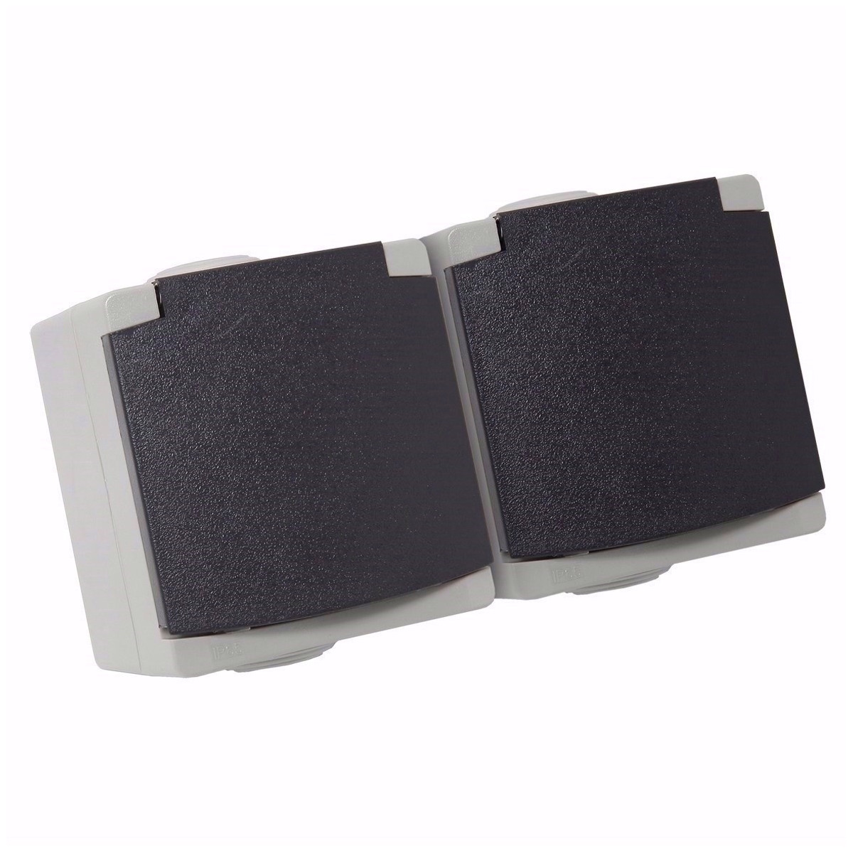 Perle Double Prise De Courant 2P+T Etanche Ip54 Gris