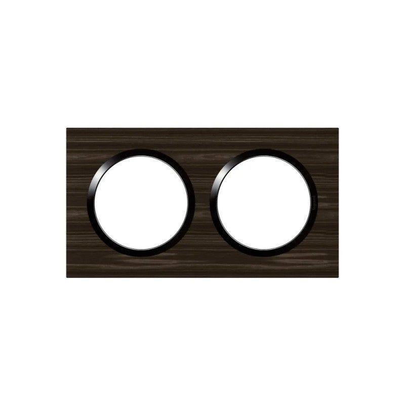 Plaque LEGRAND Dooxie 2 postes carrée effet bois ébène 0
