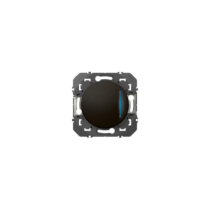 Poussoir simple avec voyant lumineux dooxie 6A 250V~ finition noir - emballage blister - 095267 0