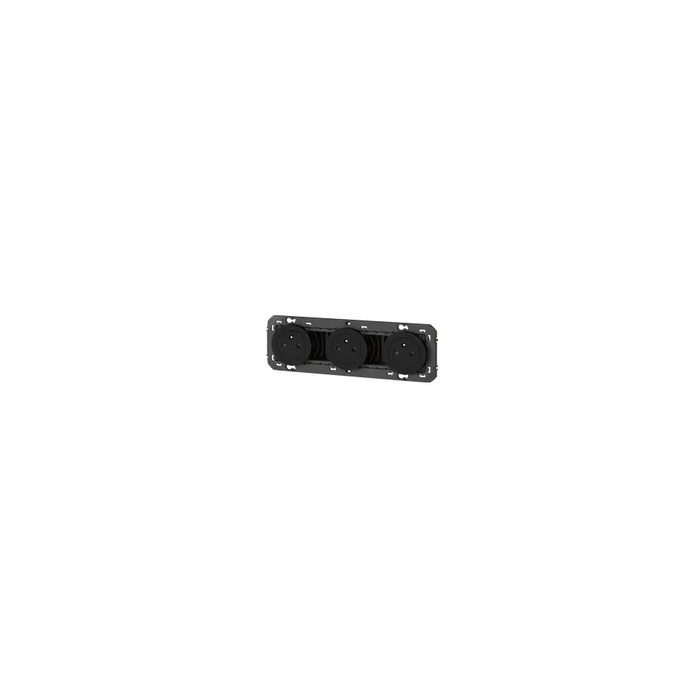 Triple prise de courant 2P+T Surface dooxie 16A précâblées finition noir - emballage blister - 095279 1