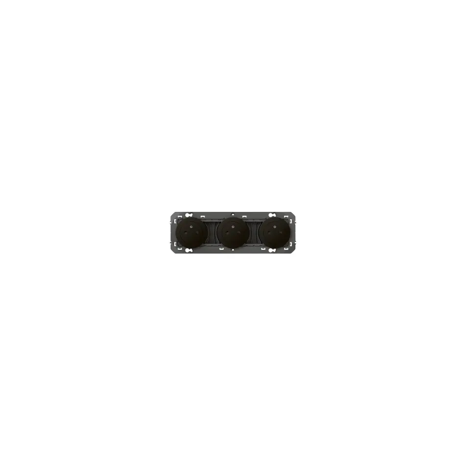 Triple prise de courant 2P+T Surface dooxie 16A précâblées finition noir - emballage blister - 095279 2