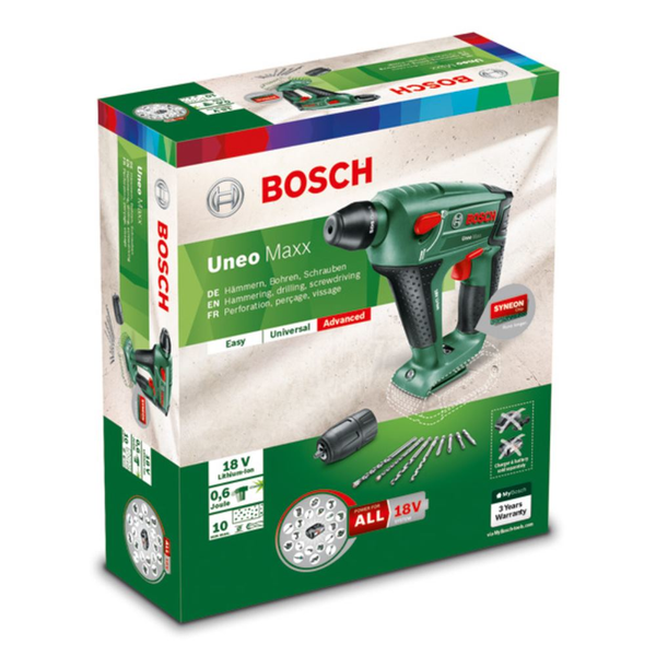 Bosch 060395230c uneo maxx perforateur sans fil technologie syneon sans batterie avec adaptateur pour forets 6