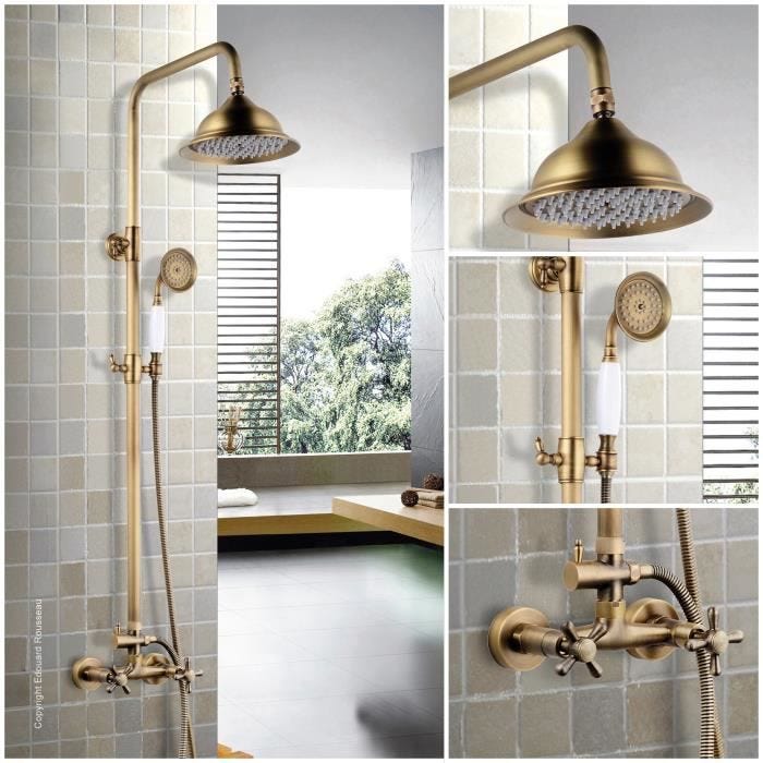 ROUSSEAU Colonne de douche avec robinet mélangeur Retro - Vieux-bronze 8