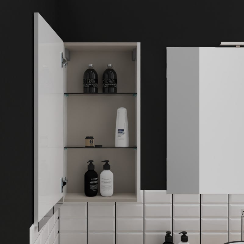 Armoire de salle de bain 40x80 laqué blanc brillant à suspendre 1