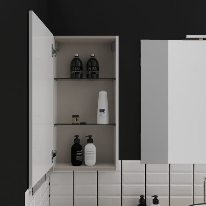 Armoire de salle de bain 40x80 laqué blanc brillant à suspendre 1
