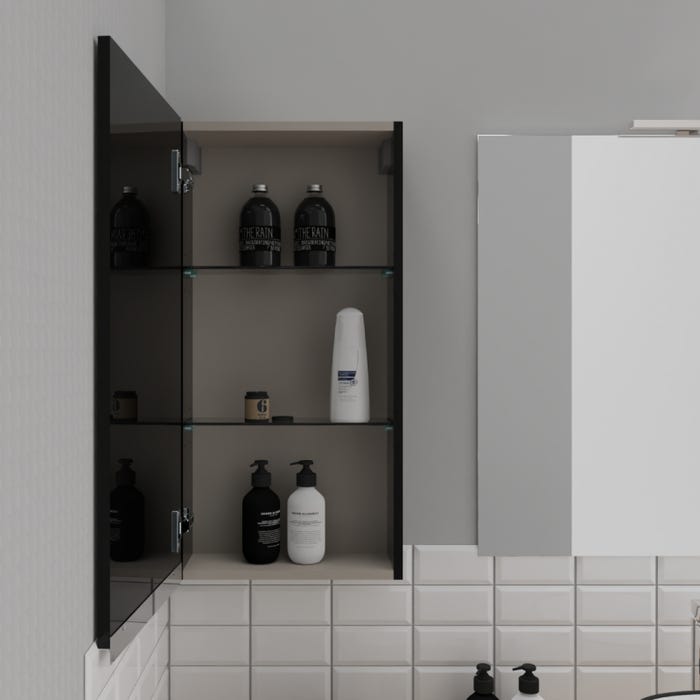 Armoire de salle de bain 40x80 Noire brillante à suspendre 1