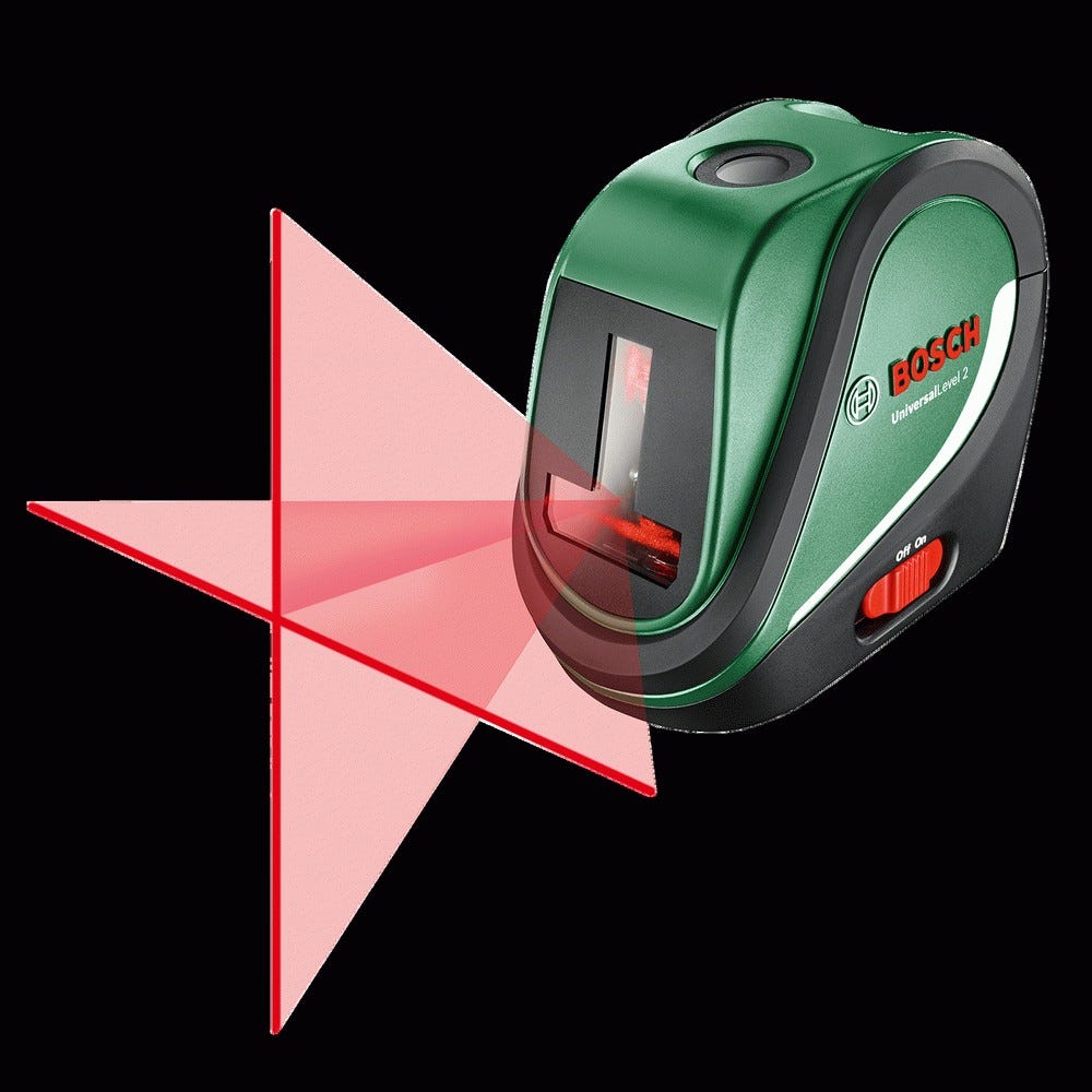 Laser lignes Bosch - UniversalLevel 2 Livre avec piles et poche, portee 10m, mise a niveau auto 5