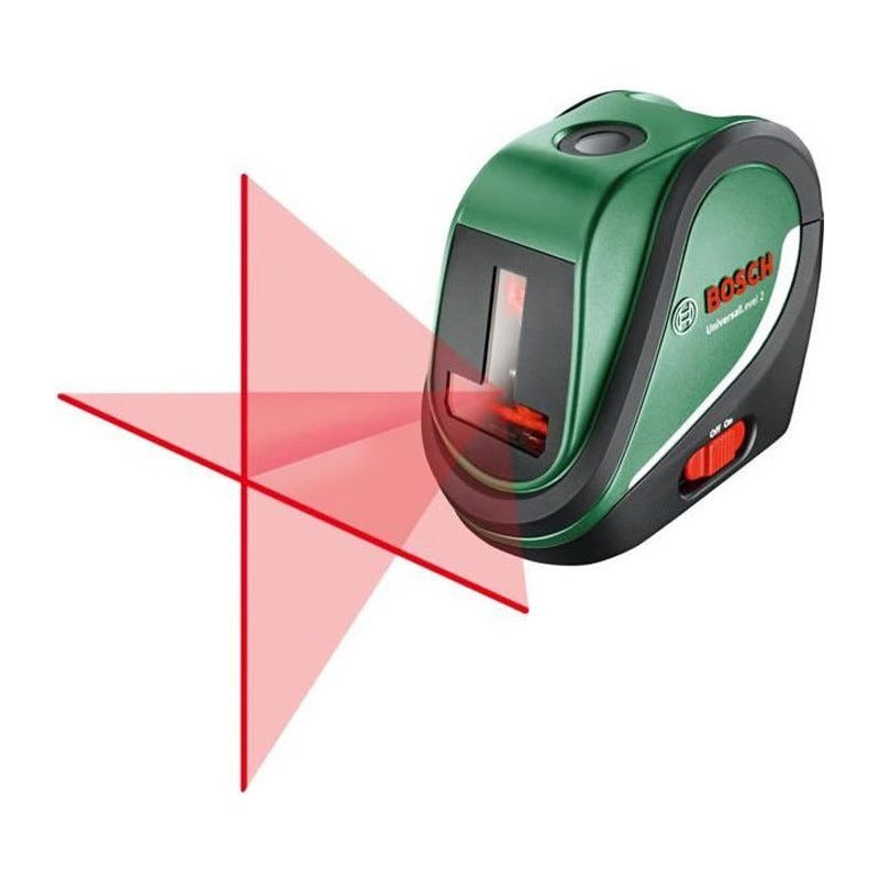 Laser lignes Bosch - UniversalLevel 2 Livre avec piles et poche, portee 10m, mise a niveau auto 0