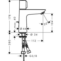 Mitigeur de lavabo Talis Select E 110 bec 112 mm avec tirette et vidage chromé Hansgrohe 1