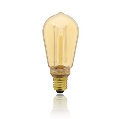 Ampoule LED déco Hologramme EDISON au verre ambré, culot E27, 4W cons., 200 lumens, lumière blanc chaud 4