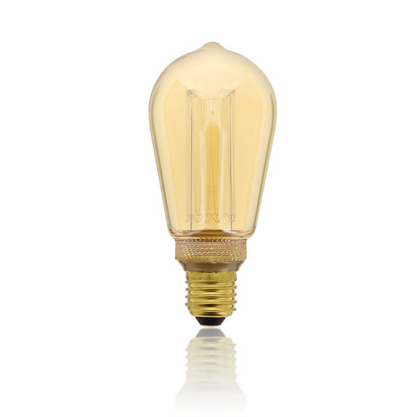 Ampoule LED déco Hologramme EDISON au verre ambré, culot E27, 4W cons., 200 lumens, lumière blanc chaud 4