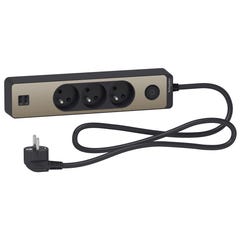 Bloc multiprises 3 Prises 2P+T et 2 USB (câble 1,5m) Noir et Bronze - Schneider 0