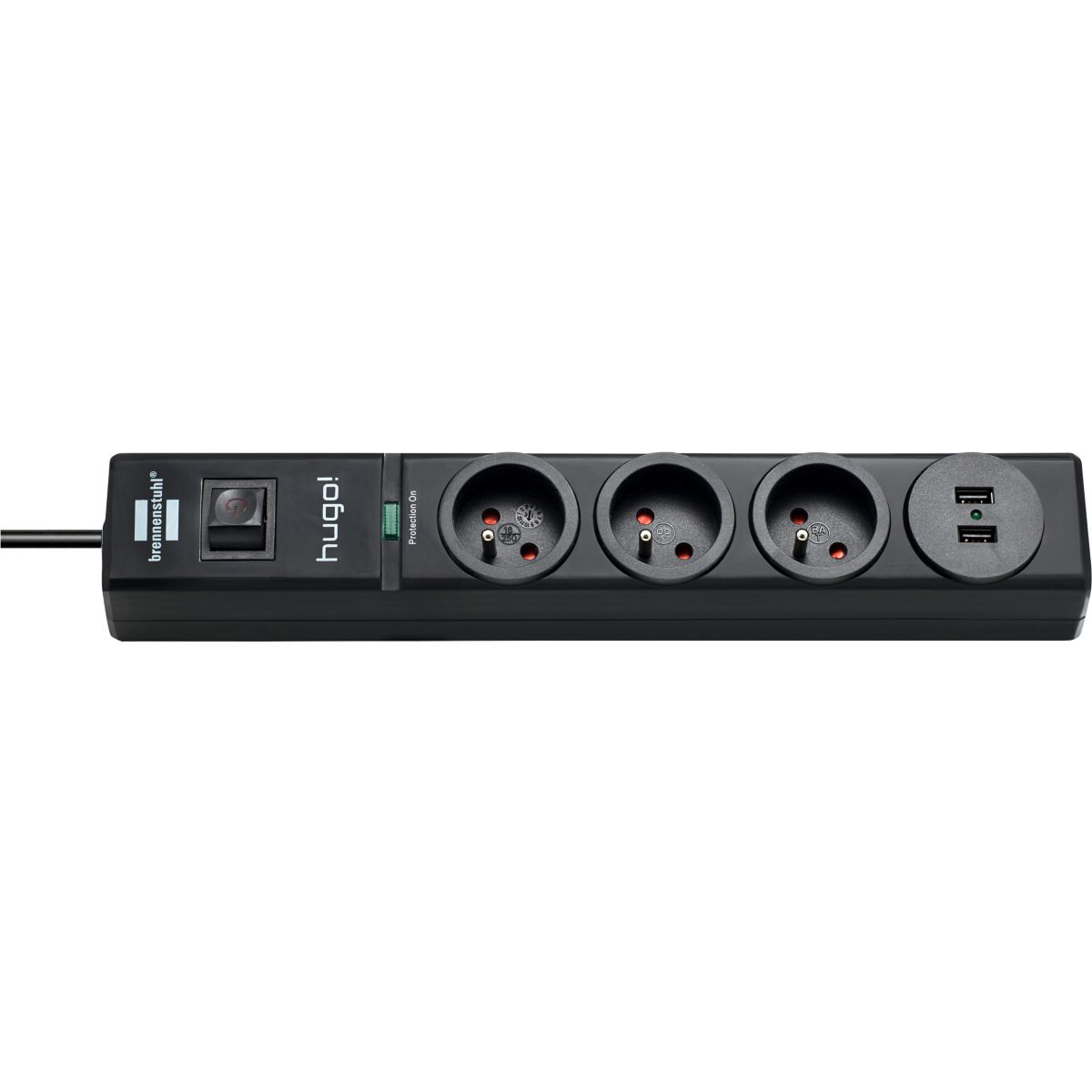 Parasurtenseur BRENNENSTUHL 3 PRISES NOIR 2xUSB 2M H05VV-F 3G1,5