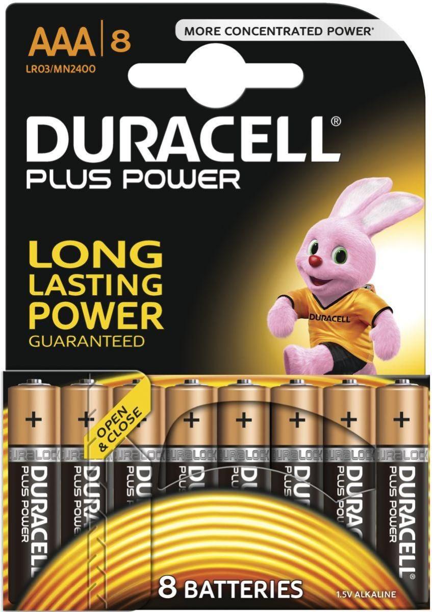 Pack De 8 Piles Alcaline Duracell Plus Power Type Aaa 1,5v (r03)