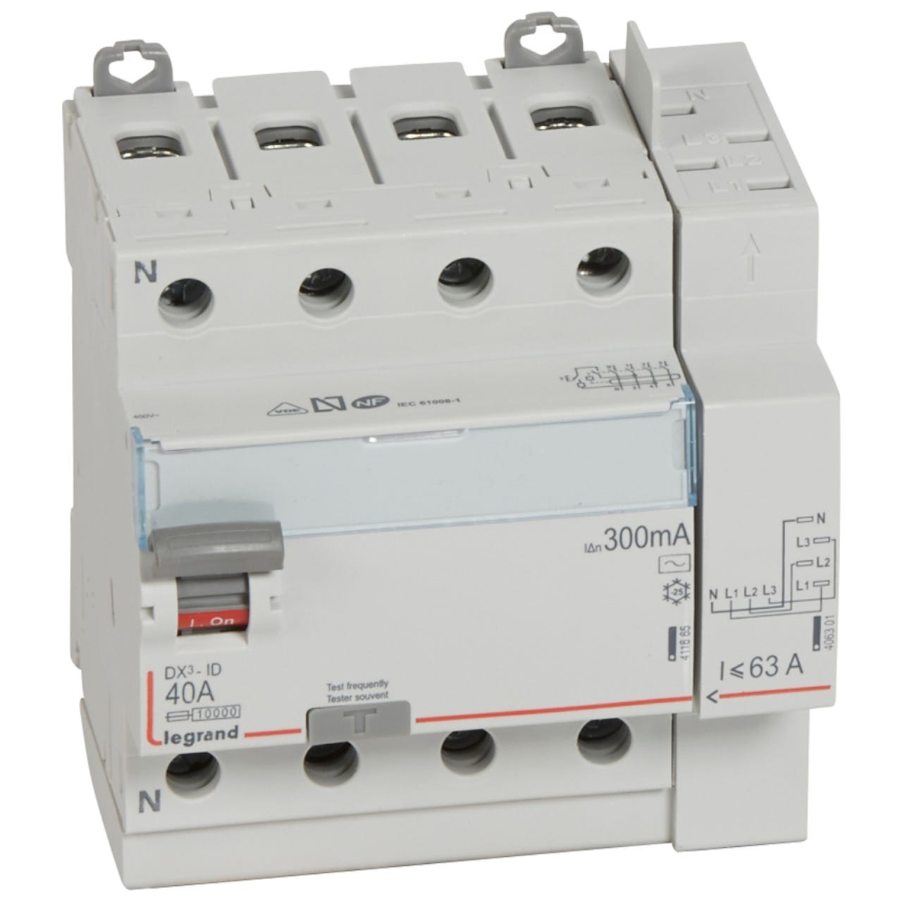 interrupteur différentiel legrand dx3 40a 300ma 4 poles type ac - vis / auto 0