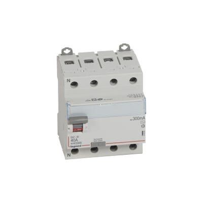 Interrupteur différentiel DX³-ID arrivée haute et départ bas à vis 4P 400V type AC 4 modules 300mA 40A - LEGRAND - 411665 3