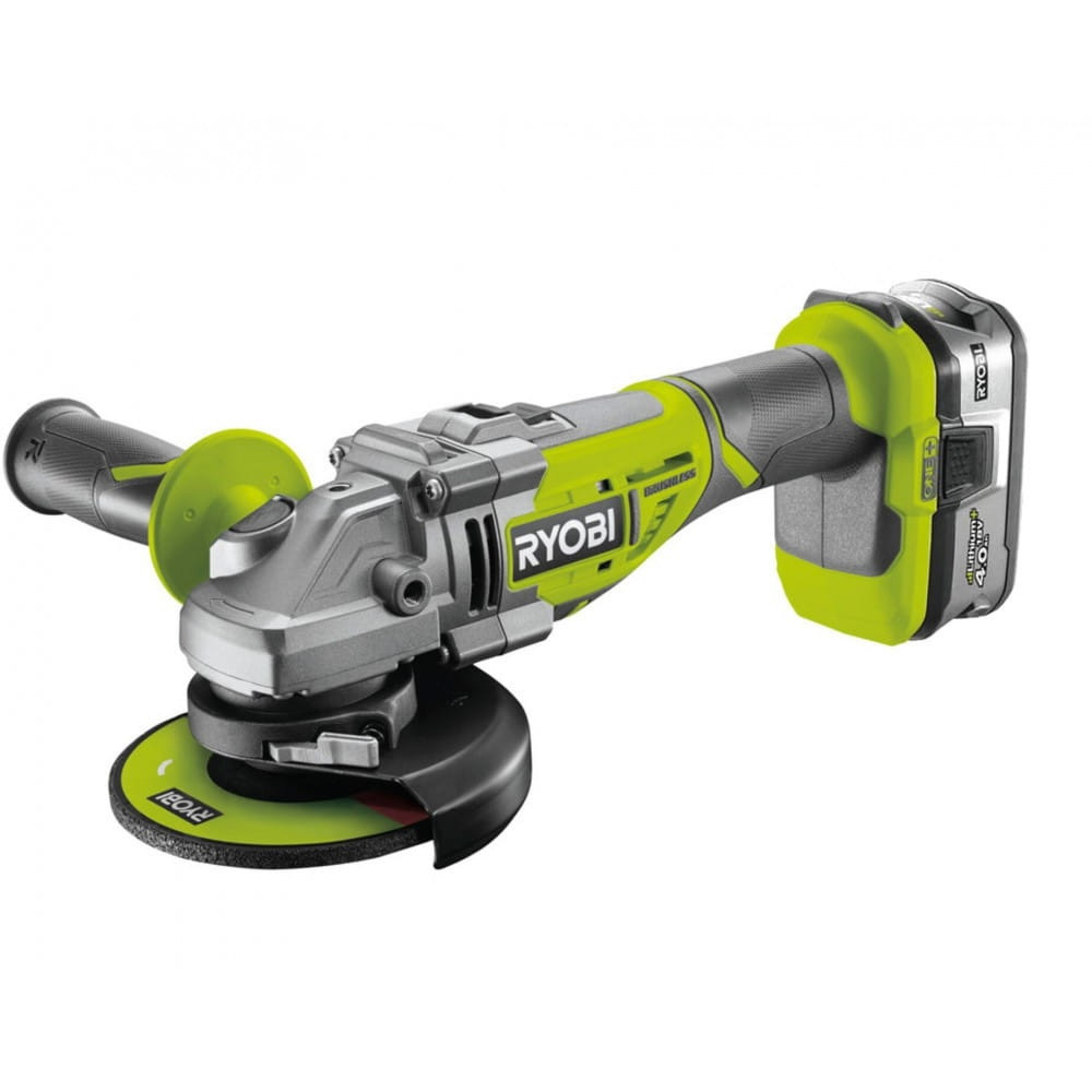 Meuleuse d'angle RYOBI 18V LithiumPlus OnePlus Brushless - 1 batterie 4,0 Ah - 1 chargeur rapide - R18AG7-140S