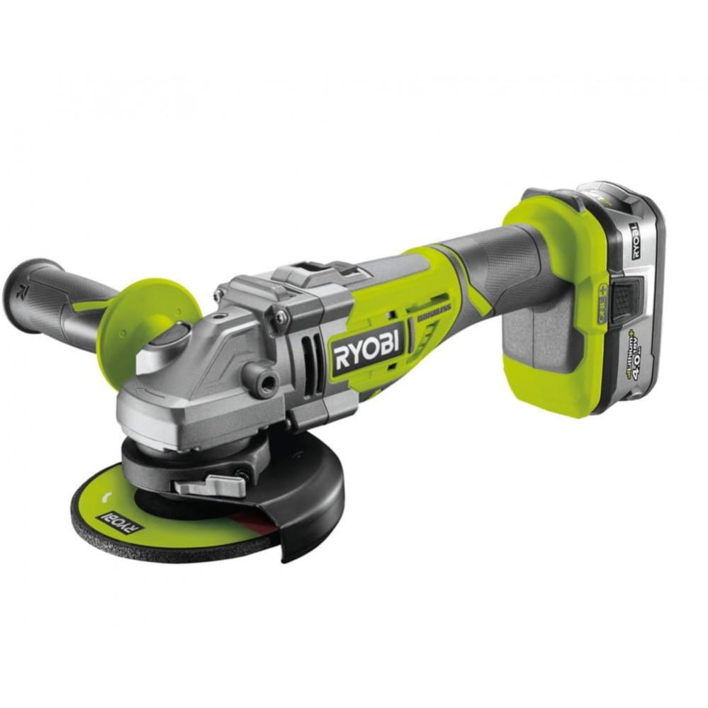 Meuleuse d'angle RYOBI 18V LithiumPlus OnePlus Brushless - 1 batterie 4,0 Ah - 1 chargeur rapide - R18AG7-140S