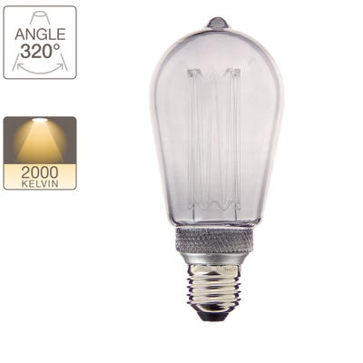 Ampoule LED déco Hologramme Edison au verre fumé, culot E27, 4W cons., 100 lumens, lumière blanc chaud 3