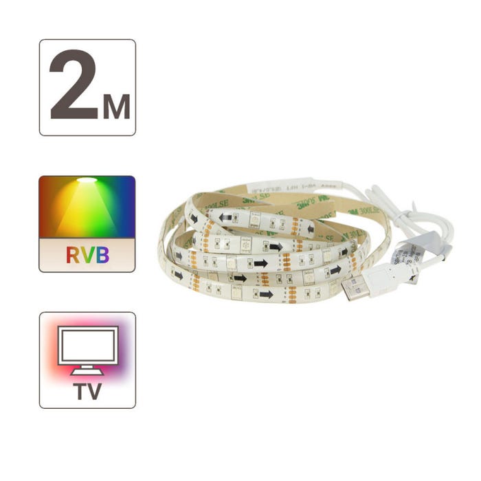 Xanlite - Ruban LED TV (kit complet) - 2m - RGB multicolore - LSBKTVRVB 4