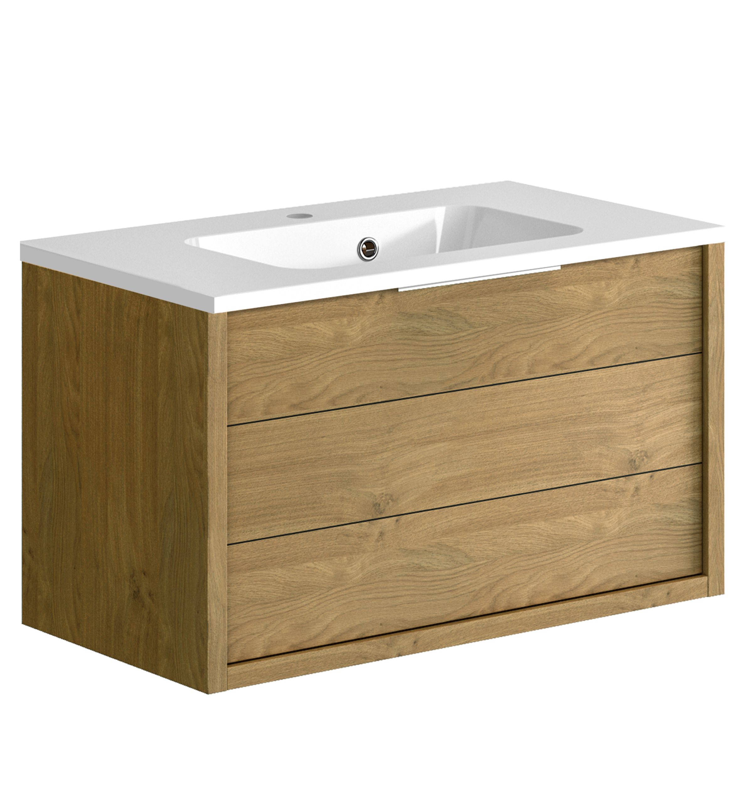 Meuble de salle de bain SORENTO couleur chêne clair 80 cm + plan vasque STYLE