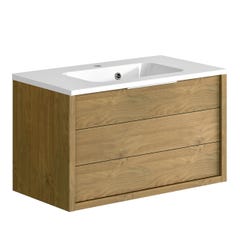 Meuble de salle de bain SORENTO couleur chêne clair 80 cm + plan vasque STYLE 0