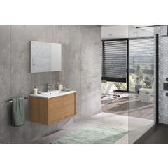 Meuble de salle de bain SORENTO couleur chêne clair 80 cm + plan vasque STYLE + miroir DEKO 80x60cm 1