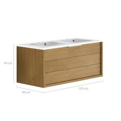 Meuble de salle de bain SORENTO couleur chêne clair 120 cm + plan double vasque STYLE 2