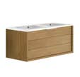 Meuble de salle de bain SORENTO couleur chêne clair 120 cm + plan double vasque STYLE