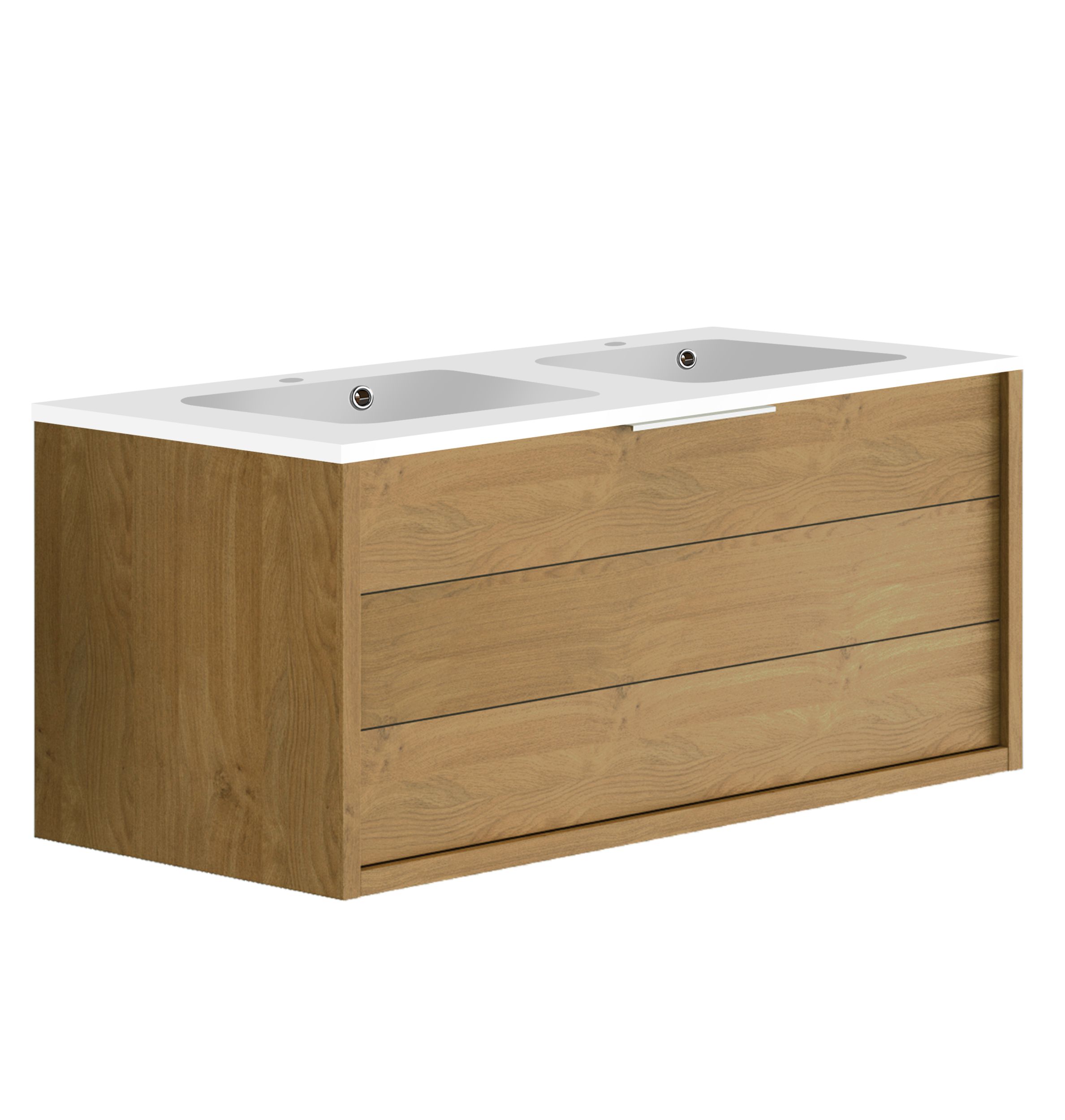 Meuble de salle de bain SORENTO couleur chêne clair 120 cm + plan double vasque STYLE