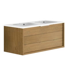 Meuble de salle de bain SORENTO couleur chêne clair 120 cm + plan double vasque STYLE 0