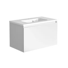 Meuble sous vasque 80 cm NORDIK + vasque en polybéton - simple syphon - blanc ultra mat - 80 x 47,2 x 46 cm 0