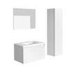 Meuble de salle de bain NORDIK blanc ultra mat 80 cm + plan vasque STYLE + miroir DEKO 80x60 cm + colonne
