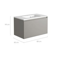 Meuble de salle de bain NORDIK gris ultra mat 80 cm + plan vasque STYLE 2