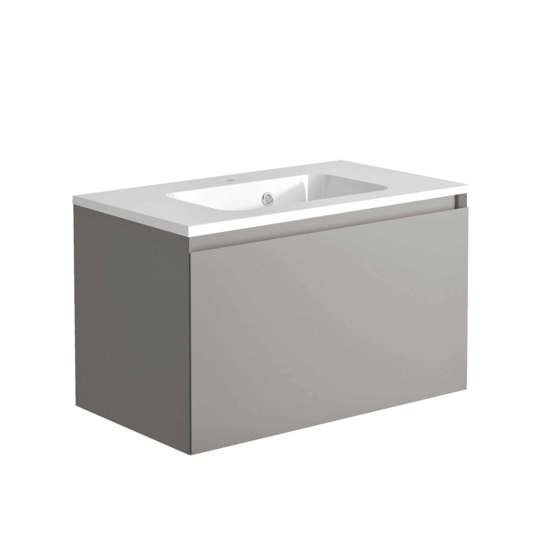 Meuble de salle de bain NORDIK gris ultra mat 80 cm + plan vasque STYLE