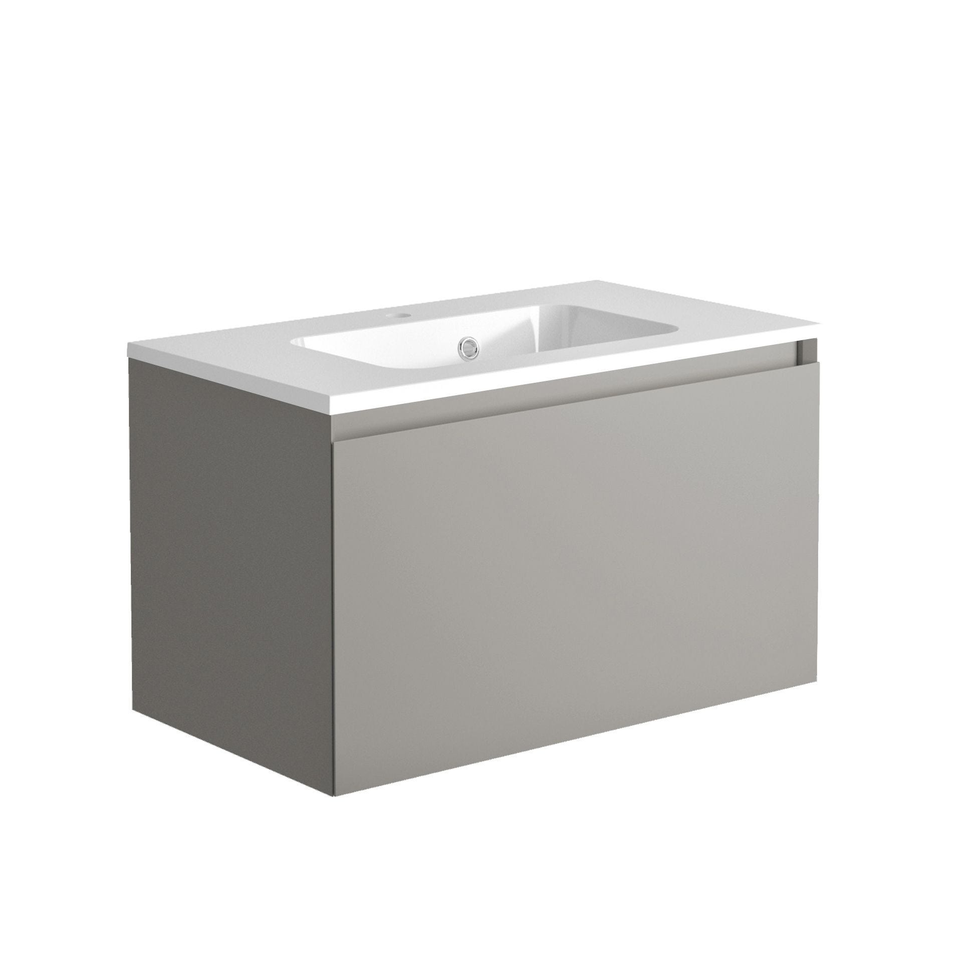 Meuble de salle de bain NORDIK gris ultra mat 80 cm + plan vasque STYLE 0