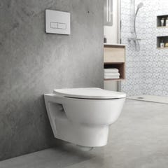 IDEAL STANDARD Pack complet WC suspendu sans bride Giovo - Bâti autoportant + abattant FDC + plaque de commande 6