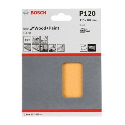 Papier abrasif pour ponceuse vibrante avec bande auto-agrippante, perforé Bosch Accessories 2608607458 Grain num 120 (L