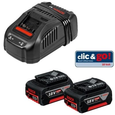 Pack BOSCH 2 batteries GBA 18V 6.0Ah + chargeur GAL 1880 CV - 1600A00B8L ❘  Bricoman
