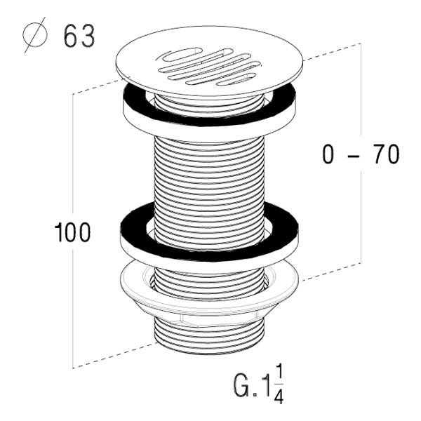 Bonde laiton à grille design - Bonde laiton à grille design - H : 100 mm 1