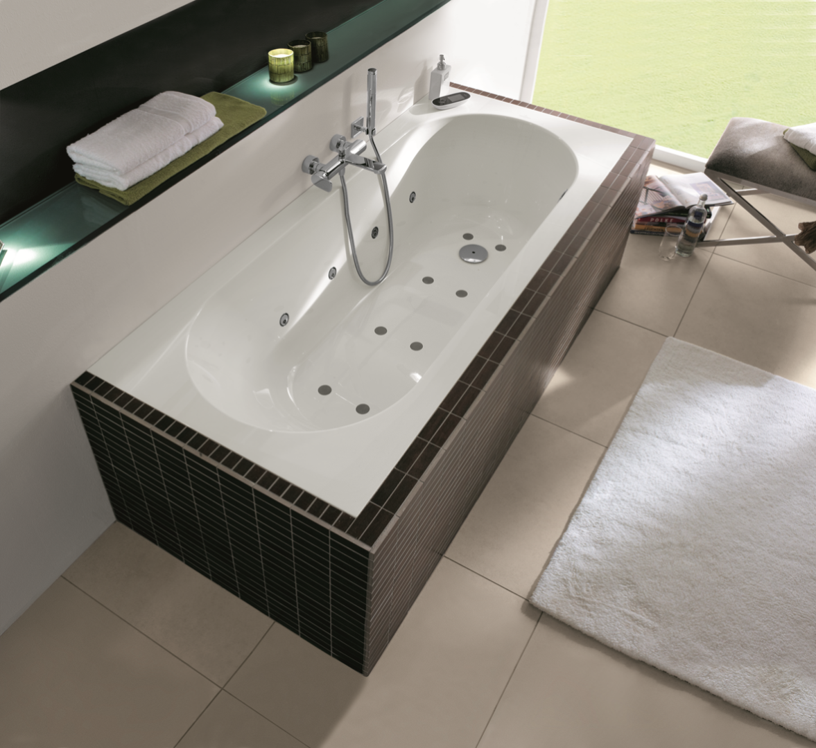 Baignoire Balnéo VILLEROY ET BOCH Oberon Crystal Hydropool Confort 160 x 75 cm
