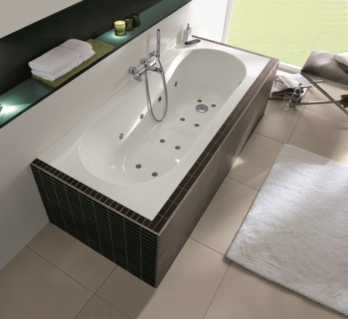 Baignoire Balnéo Villeroy & Boch OBERONCRYSTAL HYDROPOOL CONFORT 160X75CM