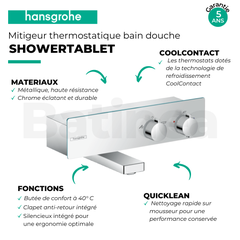 Thermostatique bain/douche ShowerTablet 350 apparent chromé Hansgrohe 2