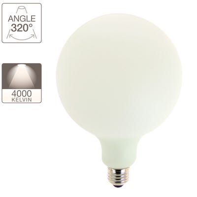 Ampoule LED déco éclairante Globe Opaline au verre lacté, culot E27, 12W cons. (100W eq.), 1521 lumens, lumière blanc neutre 4