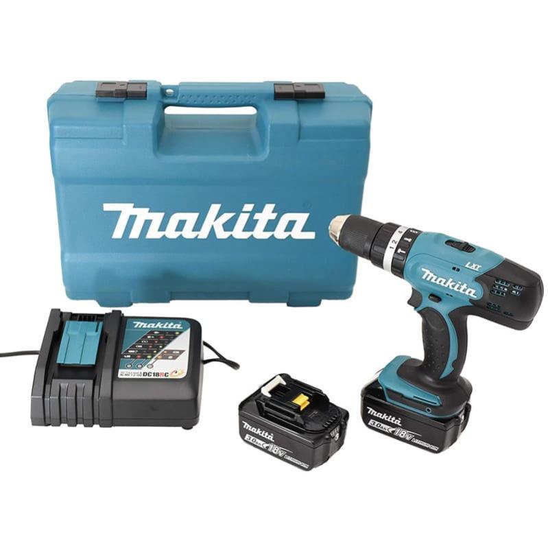 Perceuse à percussion 18V LXT (2x3,0 Ah) avec 74 accessoires - MAKITA DHP453RFX4