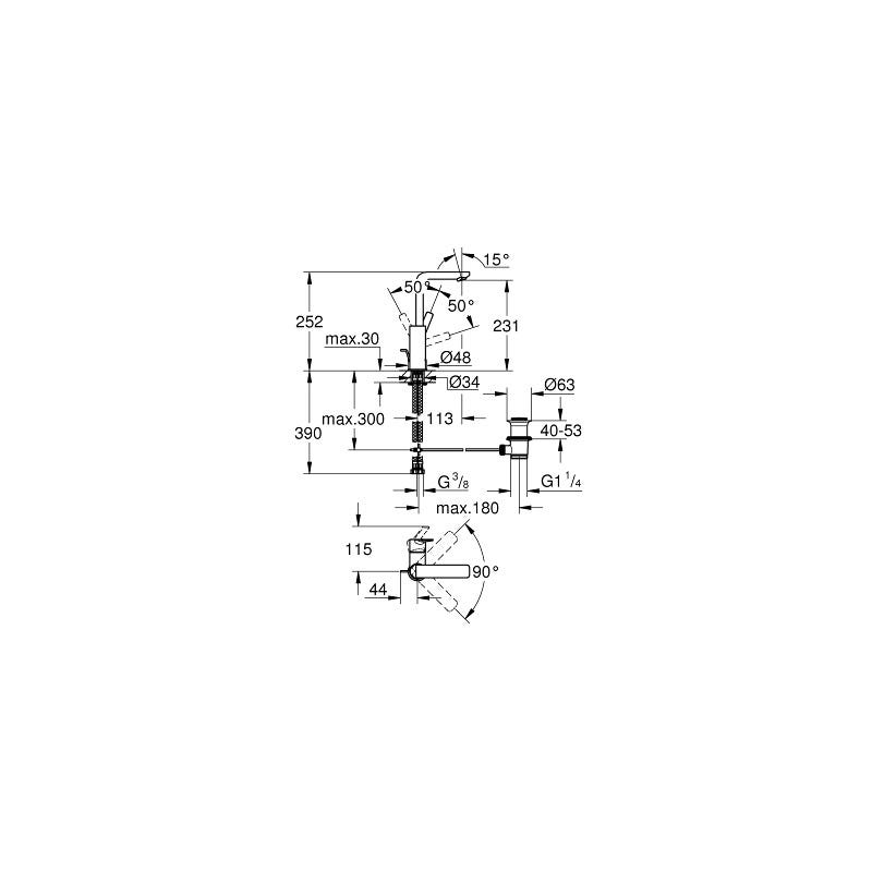 Grohe Lineare New Mitigeur monocommande pour lavabo, 1/2" Taille L (23296DC1) 2