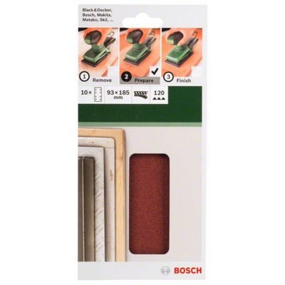 Papier abrasif pour ponceuse vibrante avec bande auto-agrippante, perforé Bosch Accessories 2609256A83 Grain 120 (L x